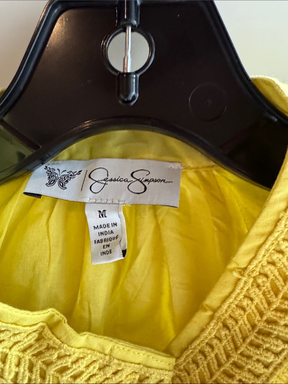 Jessica Simpson Yellow Ruffle Eyelet Button-Up Blouse - Picture 6 of 6